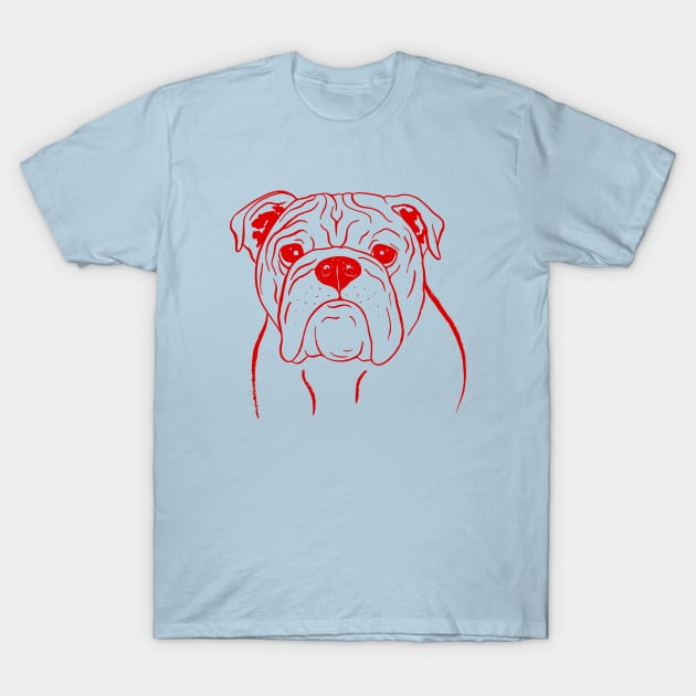 English Bulldog (Light Blue and Red) T-Shirt by illucalliart